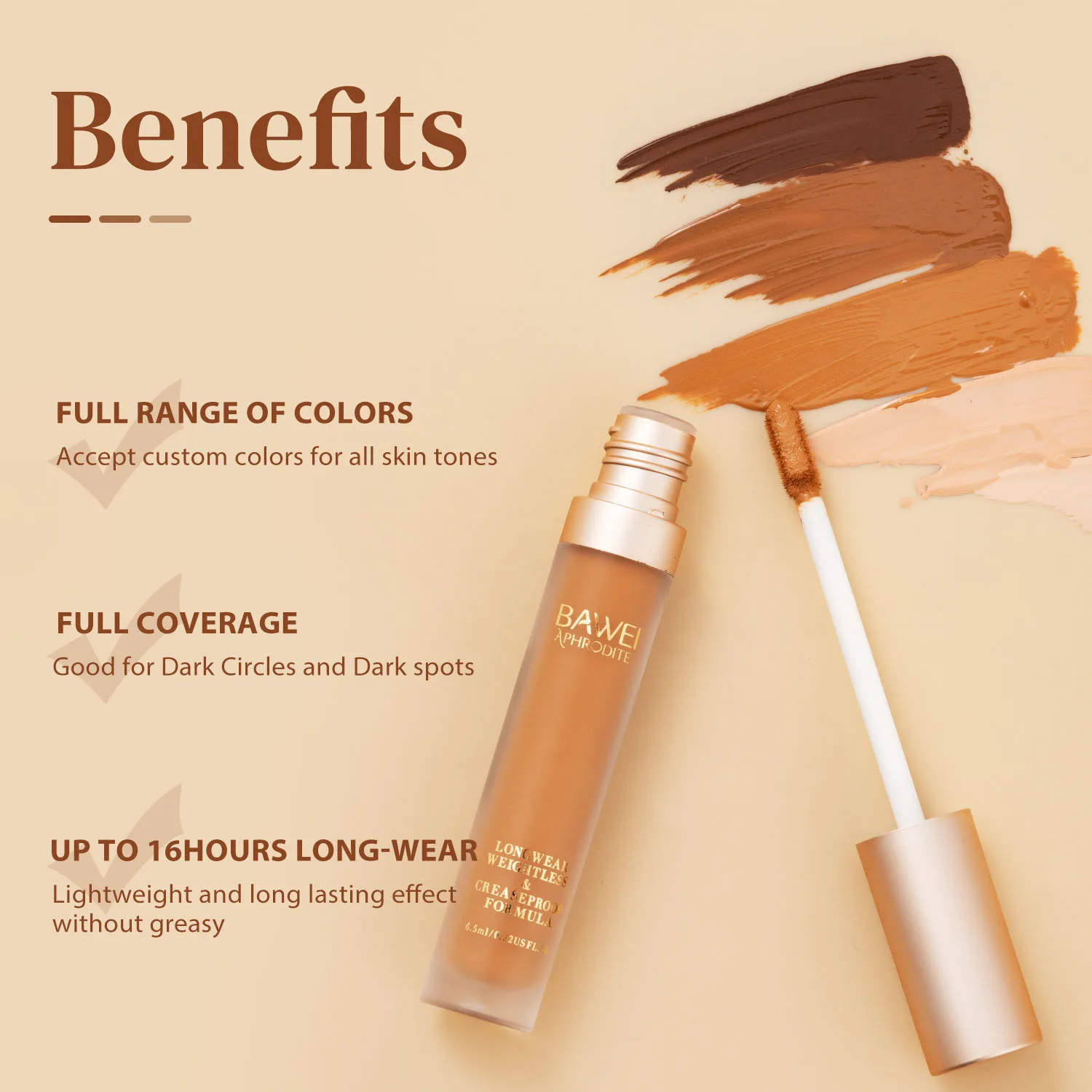 BAWEI Cosmetic Makeup Natural Finish Creamy Lip Concealer Orange Corrector HD Concealer For Black Women