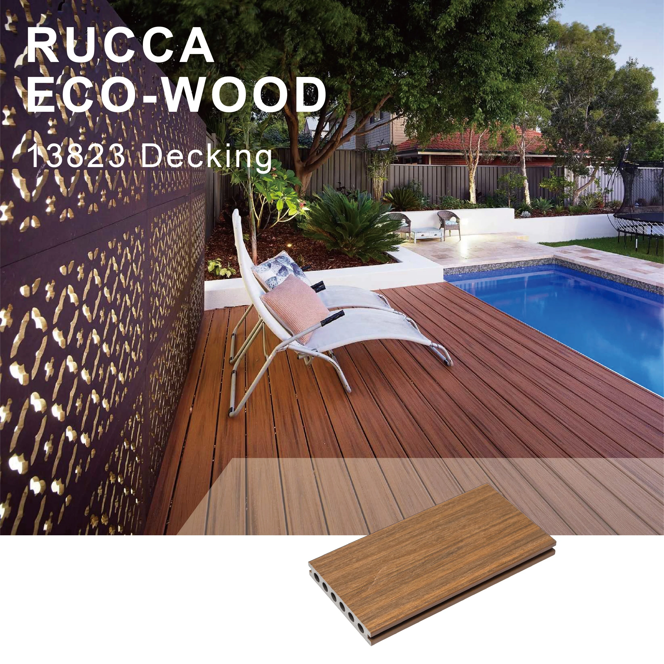 Wpc Composite Wood Outdoor Waterproof Solid Decking Embossed Flooring 140*22.5mm