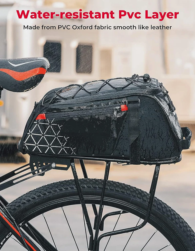 Rear Bike Rack Bag 8L PVC Waterproof Pannier for Road and Mountain Bikes for Cycling