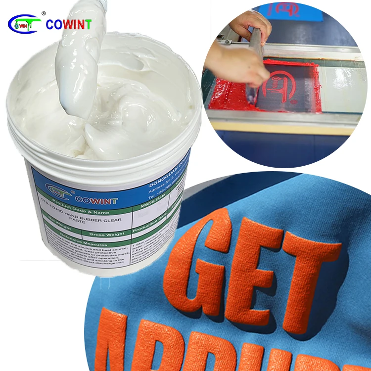 3D effect Garment puff Screen Printing  white foaming paste for screen puff print rubber paste