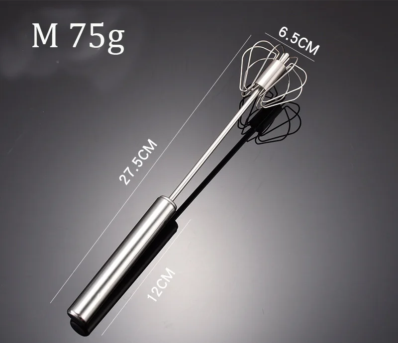 Stainless Steel Semi-automatic Egg Whisk - 3PCS Hand Push Rotary Whisk Blender