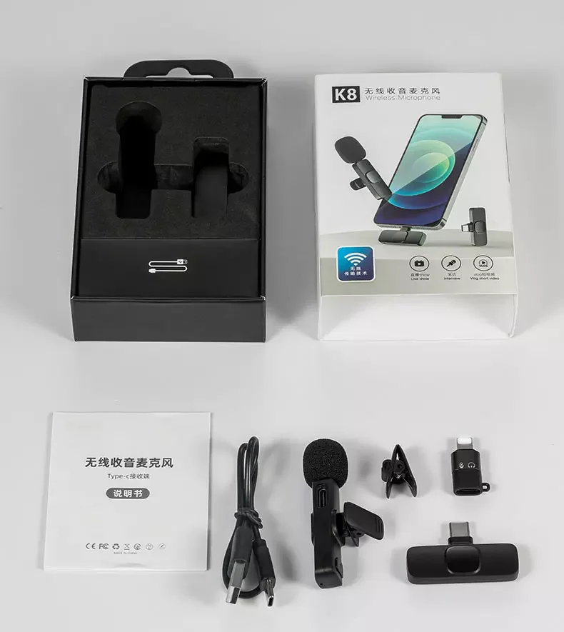 2022 K1 Drag ios Usb Мобильный записывающий микрофон с зажимом беспроводная система 2 4G петличный беспроводной
