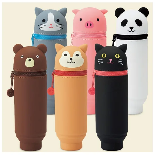 Стоячий персонализированный мультяшный детский силиконовый пенал