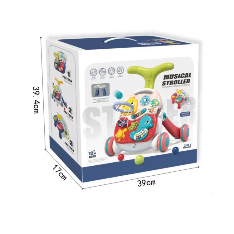 Kids Play Center Activity Table Multifunctional Push Stroller Toy Baby Walker Sit To Stand 2 In 1 Baby Walker