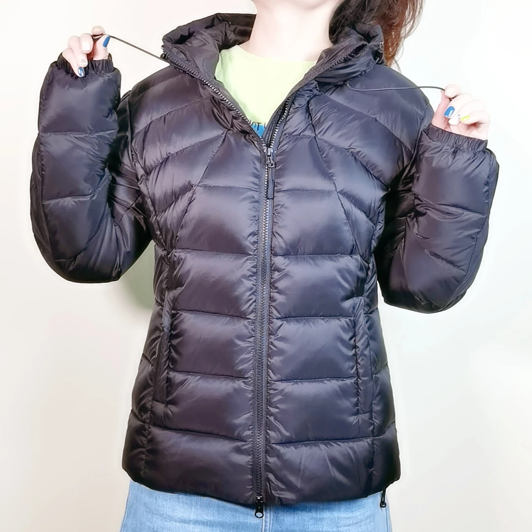 Winter women black packable  short custom logo puffer down quilted jacket shiny thick crop quilted jacket