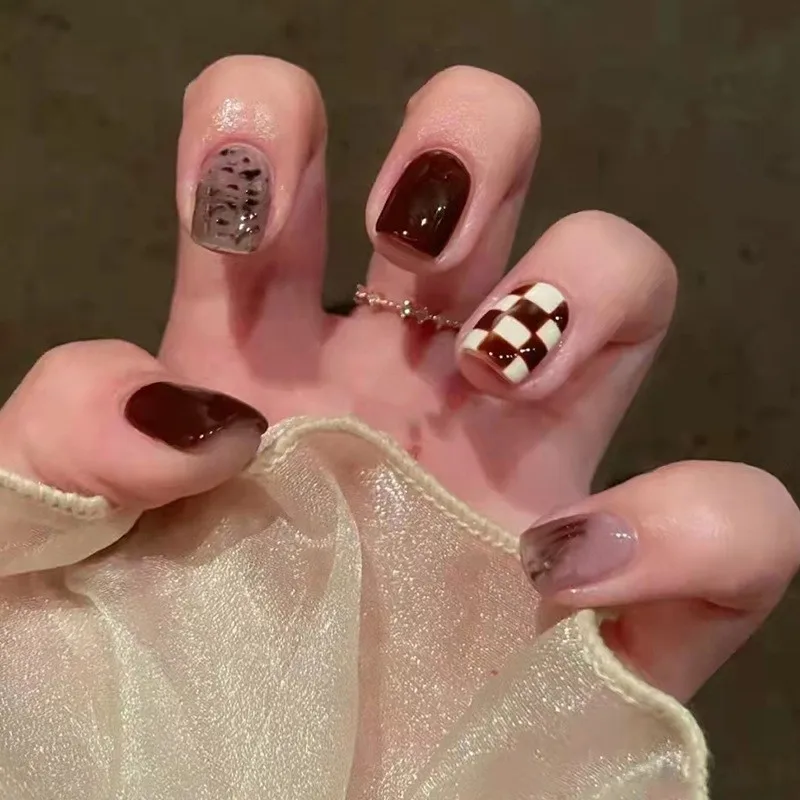 Coffin Acrylic French Style Artificial Fingernails Nail Art Custom Luxury False Nails Press On Nails Mikiwi