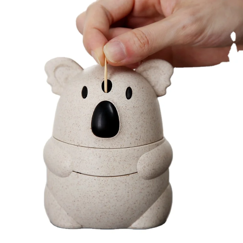 Автоматический контейнер для зубочисток Koala, милый мультяшный портативный пластиковый органайзер для бара, кухни, стола