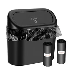 Mini car trash can vehicle car garbage bin with lid and trash bag universal storage for front back seat YT9020