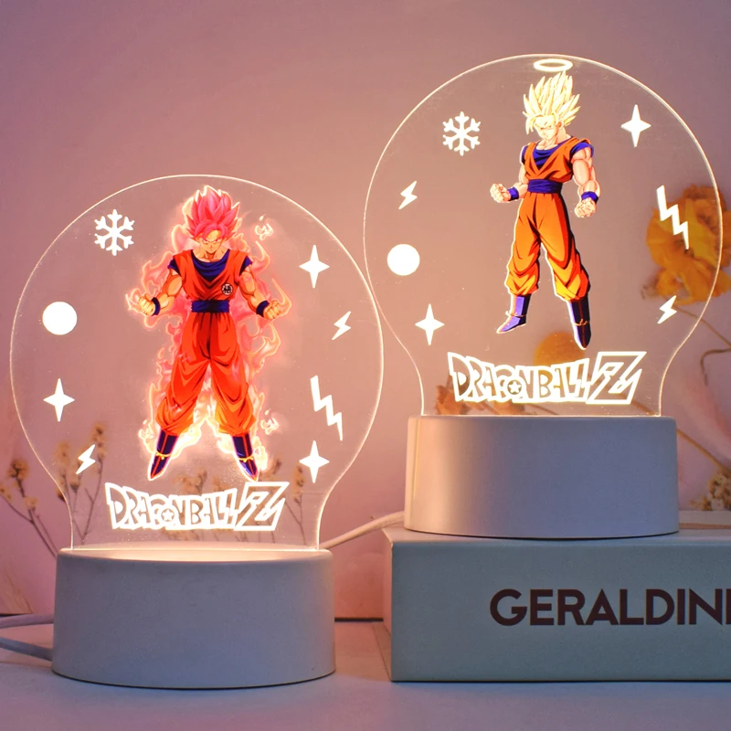 Japanese Anime Figurine Kids Cartoon Figures 3D Acrylic Night Lamp Table Bedroom Lighting for Kids Baby USB Cable