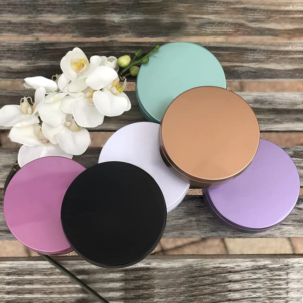 Wholesale Empty Round Scented Decorative Packaging Tin Can Container Jars Travel Black Candle Tins