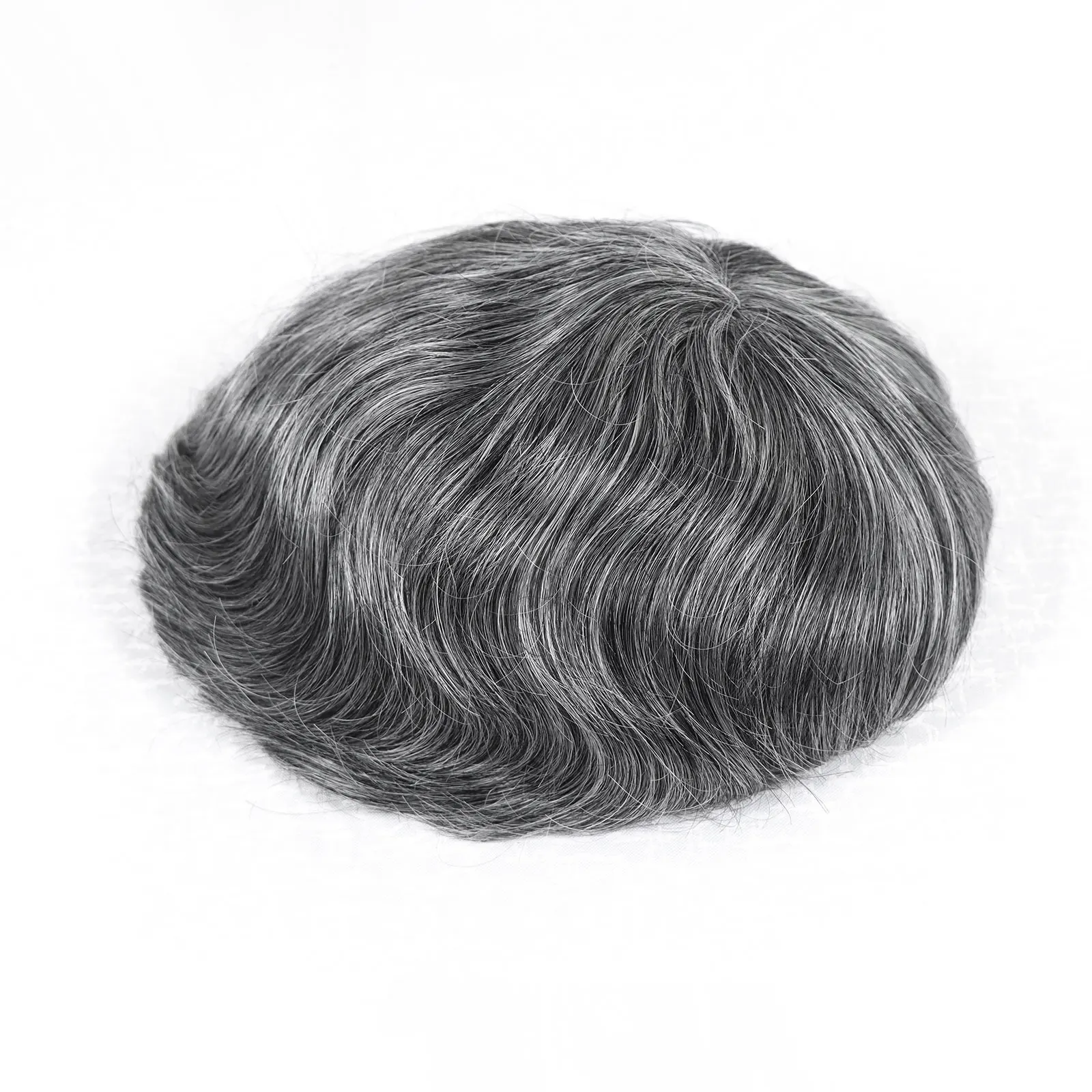 Grey Man Hair Replacement Systems Lace Top Poly Perimeter Male Hair Capillary Prosthesis Natural Men Toupee Hair Wig