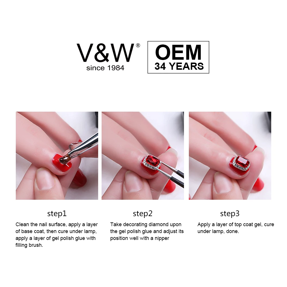 V&W OEM UV/LED Curable Gel Polish Glue For Nail Accessory