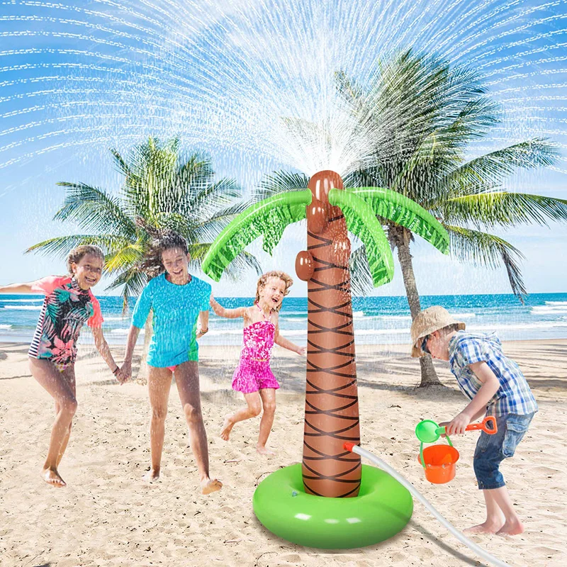 High Quality PVC Folding Eco-Friendly Spray Coconut Tree Water Sprinkler Summer Inflatable Play Toy
