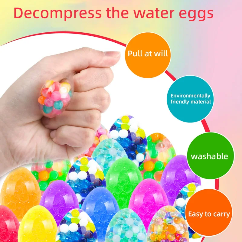 New Arrival 4cm Tpr Egg Shaped Squishy Frog Bead Gel Stress Ball Squeeze Strength Ball Bubble Sensory Squeeze Fidget Ball Toys