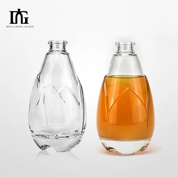 Long neck rectangle square shape vintage quality wholesale different size 500ml 700ml 750ml bottle glass drinks liquor bottle