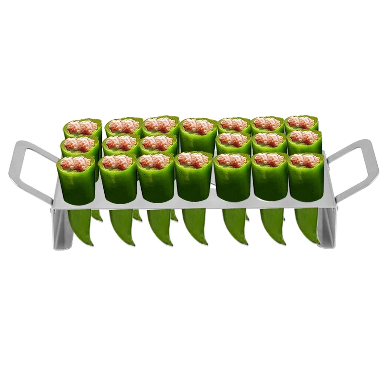 BBQ Chili Grill JALAPENO Rack Stainless Steel Pepper Roasting Rack with Double Handles