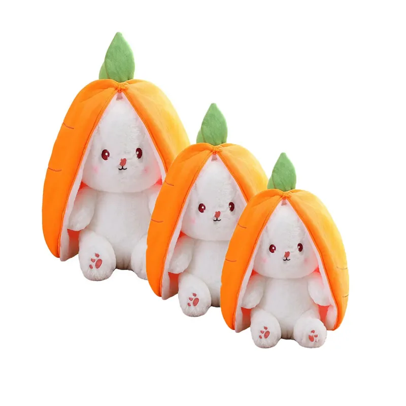 Zipper Reversible Strawberry Bunny Soft Toy for Kids Playing Birthday Gift Etc 25cm