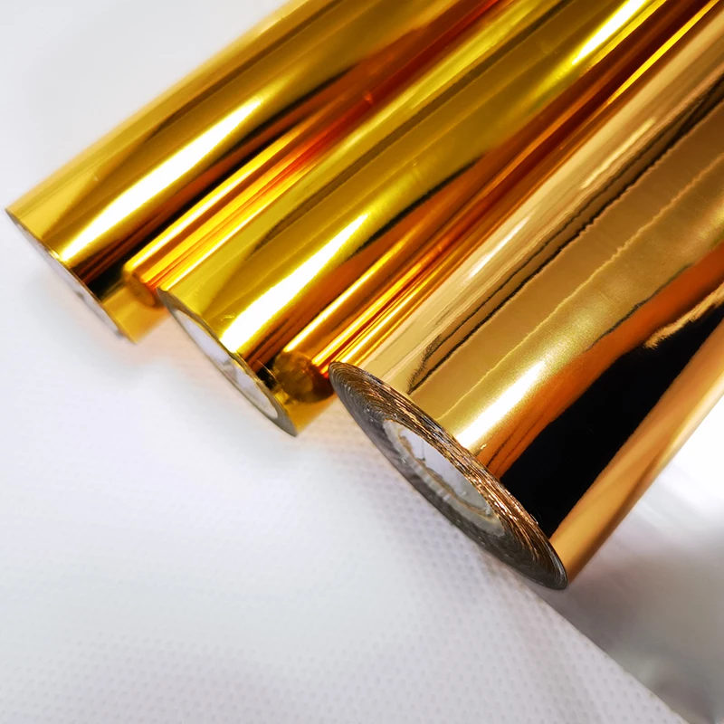 PET metalized gold & silver Foil thermal laminating film lamination roll for packaging industry carton packaging