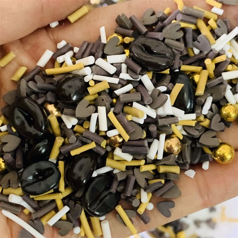 1kg/bag Mixed Coffee Bean Shape Resin Polymer Clay Slices Chocolate food  For Slime Fillers Holiday Diy Accessories