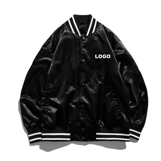 Custom satin varsity jacket bomber jackets men embroidery latest design fashion mens short coat