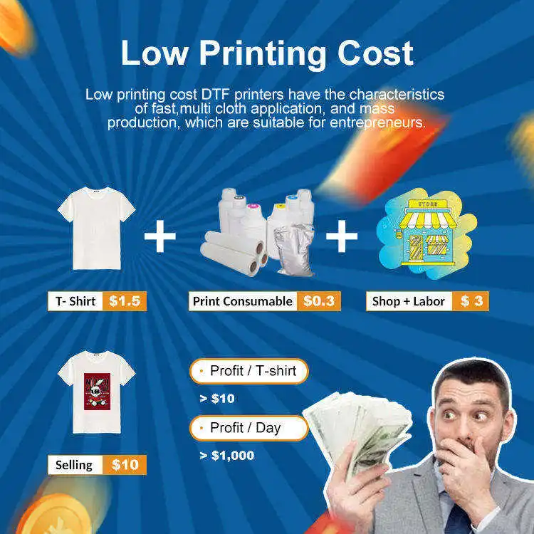 NEWIN Small Print Head 60cm Xp600 Senyang Board Dtf Printer Printing Machine With Oven With 2/4pcs Xp600 Head