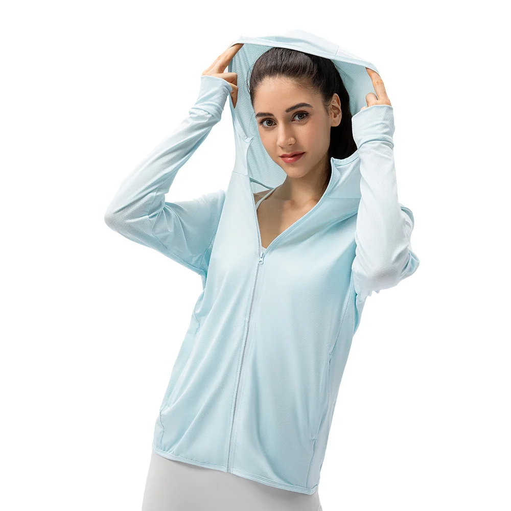 Summer Long Sleeve rashguard Women Sun Protection Jacket Outdoor Sport Cycling Running Sunscreen Clothing with Zipper