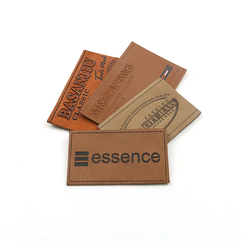 Wholesale Private Design Custom Fashion Name Logo PU Leather Patches Labels for Bag and Jeans