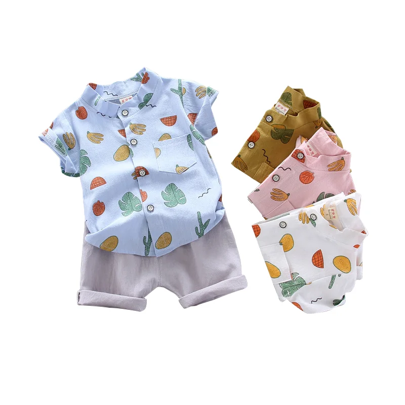 Summer Clothes Sets Infant Boys Shorts Sets Fruit-Print Baby Boys Short Sleeve T-Shirt For 1-4 Years Old Boy