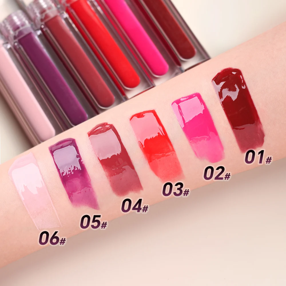 Wholesale bulk glossy tinted watery pigment lip stain private label clear vegan high quality lip gloss