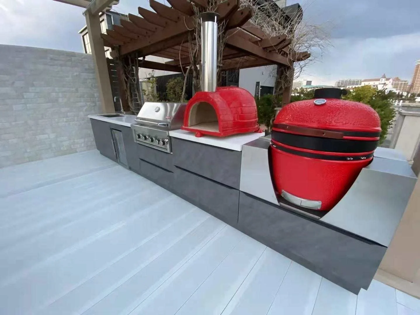 outdoor bbq furniture  green egg modular outdoor kitchen cabinet 304 316 stainless steel with pizza oven outdoor kitchen