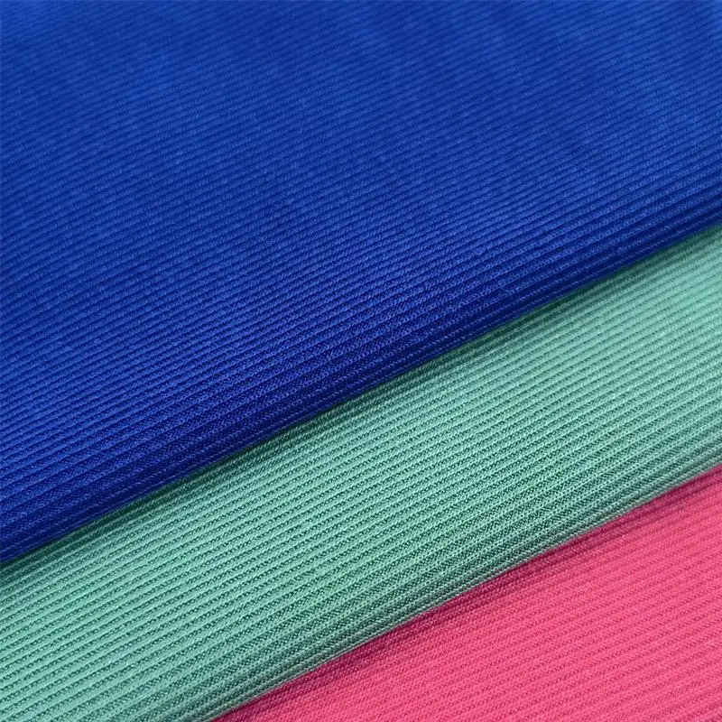 Wholesale 260 G/SM Combed Polyester Span Stretch 1x1 Soft Rib Knitted Fabric for Dresses Shirts Covers-for Girls and Boys