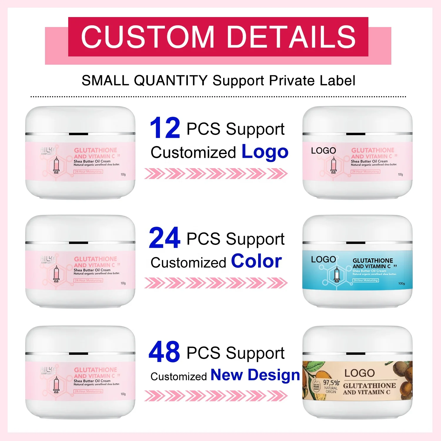 Wholesale Custom Private Label Natural  Body Butter Cream Skin Moisturizing Organic Shea Butter Body Butter