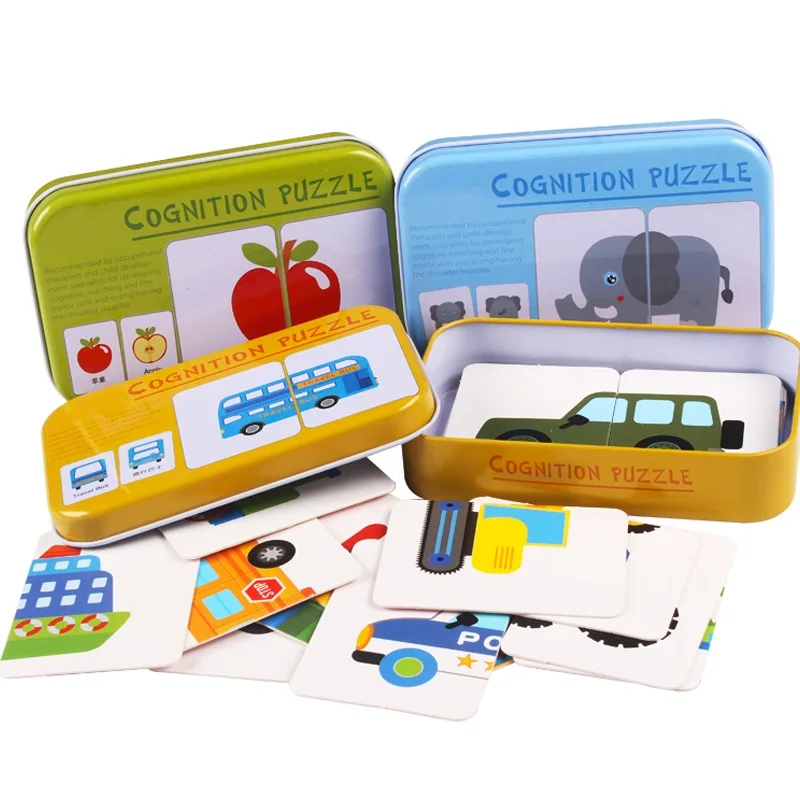 30 Pcs  Cognition Puzzle Metal box Puzzle with Chinese and English