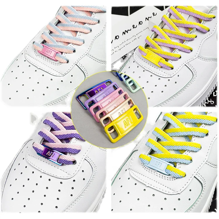 Custom Logo High Quality Shoelace Lock Zinc Alloy Sneaker Shoe Tag Metal af1 Shoelace Buckle