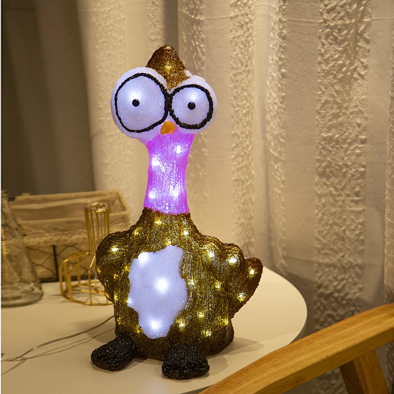 Pink Turkey ostrich duck style Decoration Light Easter Led Outdoor Acrylic 3D Lights Led christmas thanks-giving lights