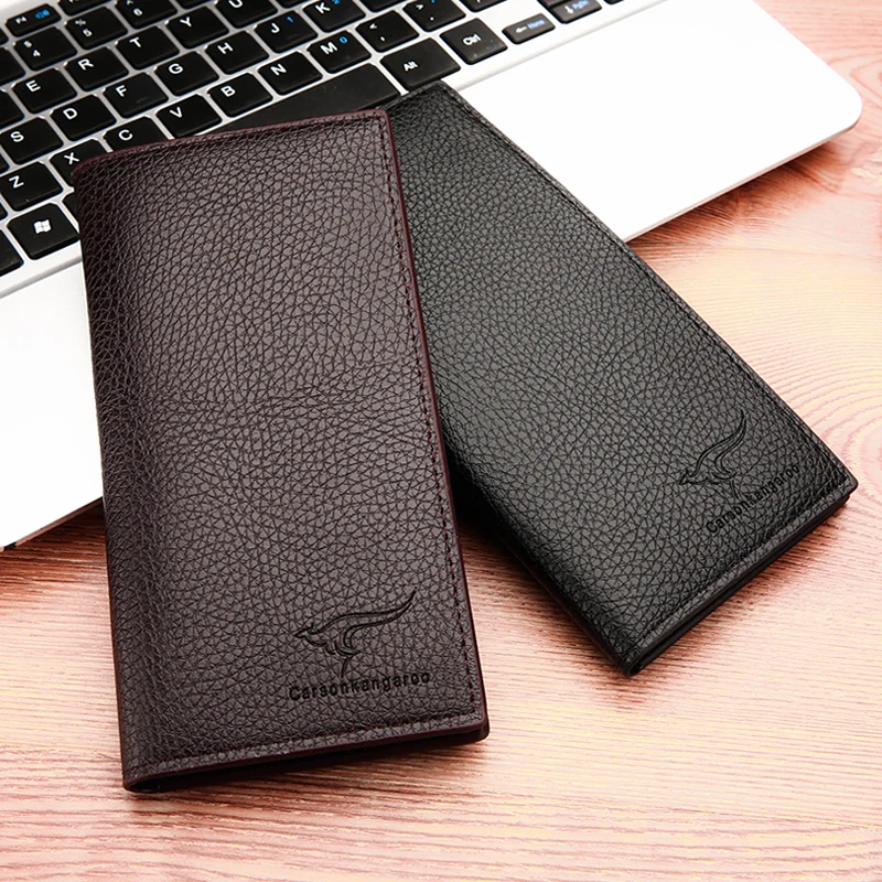 Slim Minimalist Long Soft Embossed Waterproof Portable PU Leather Blocking Card Holder Purse Men Wallet