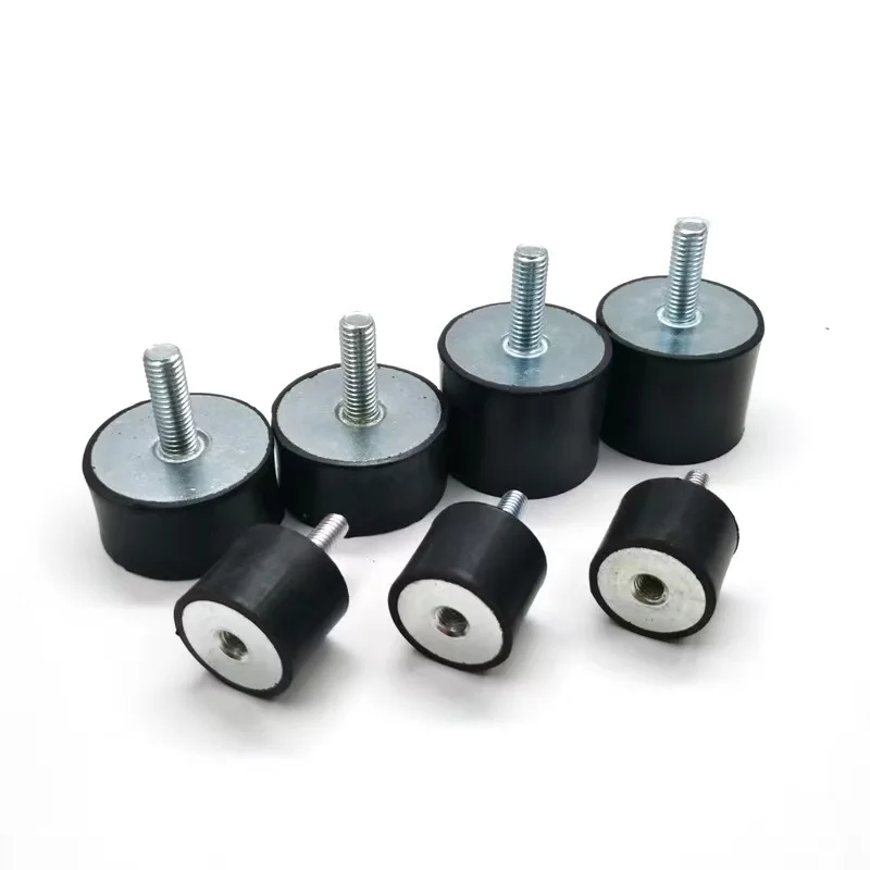 Cylindrical double thread rubber shock absorber Small mechanical double head screw rubber cushion