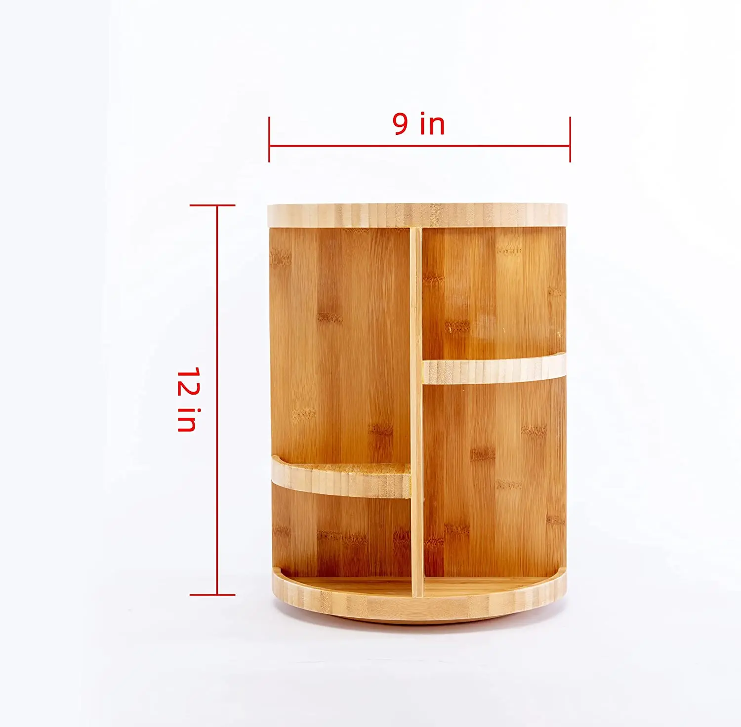 Multi-Function Storage 360 Degree Bamboo Cosmetic Jewelry Display 3 layer Desk Makeup Rotating Wooden Bathroom Organizer