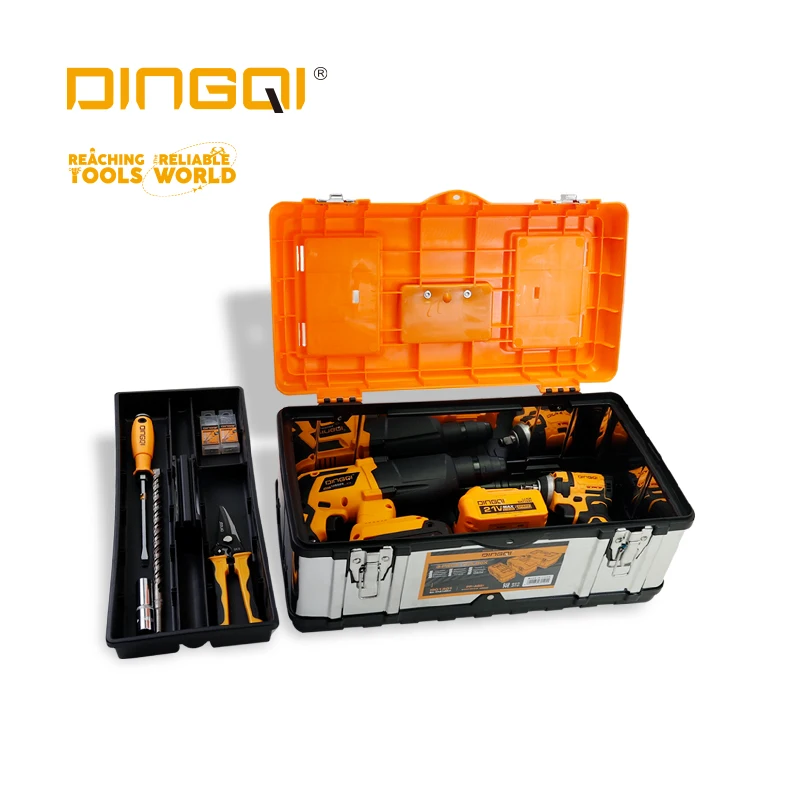 DINGQI 3 In 1 Hardware Toolbox Household Multifunctional Large Plastic Portable Box And Woodworking Maintenance Storage Box