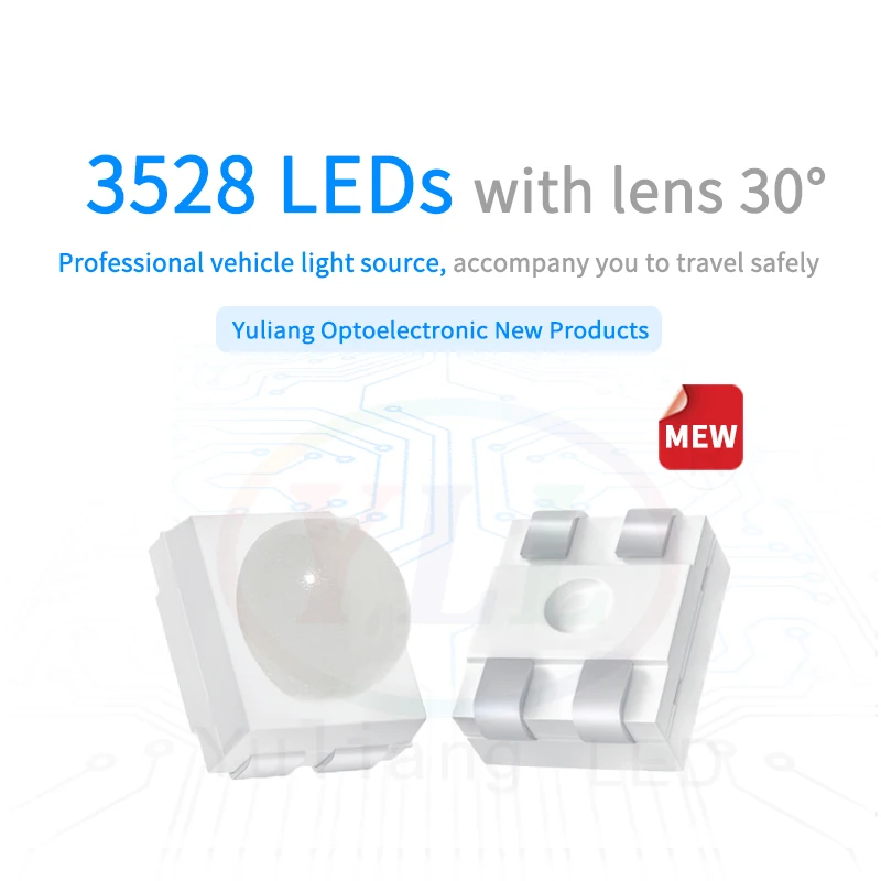 China Manufacturer Yuliang LED Small Power 0.1W Dome Lens 3528 Red SMD LED Chip PLCC4 620-630nm for Automotive lights