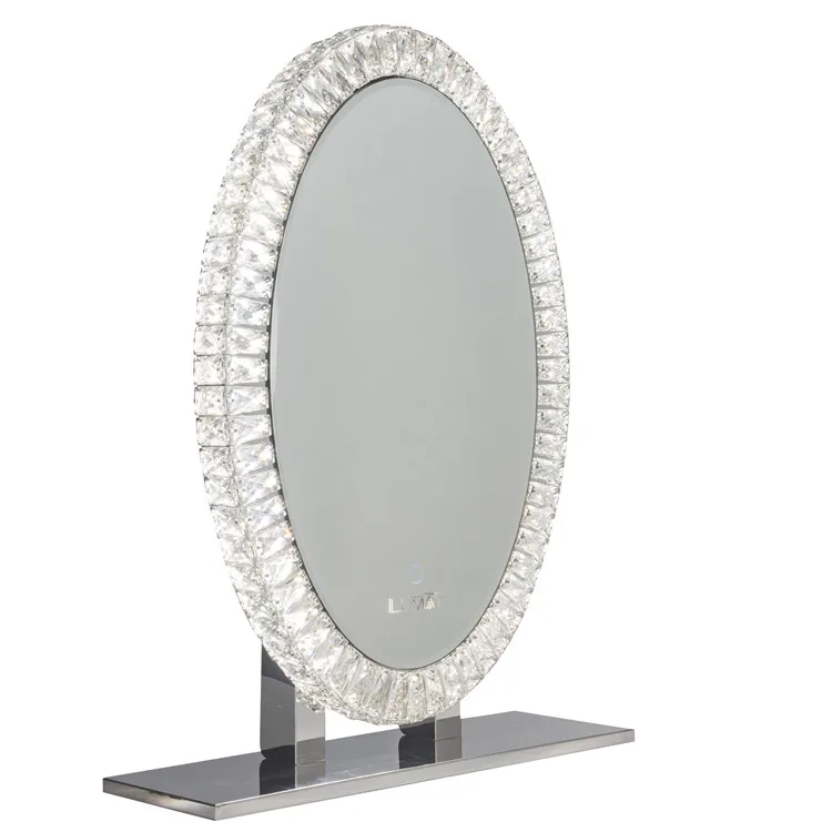 
ILUMAY desktop oval diamond vanity LED mirror makeup light 