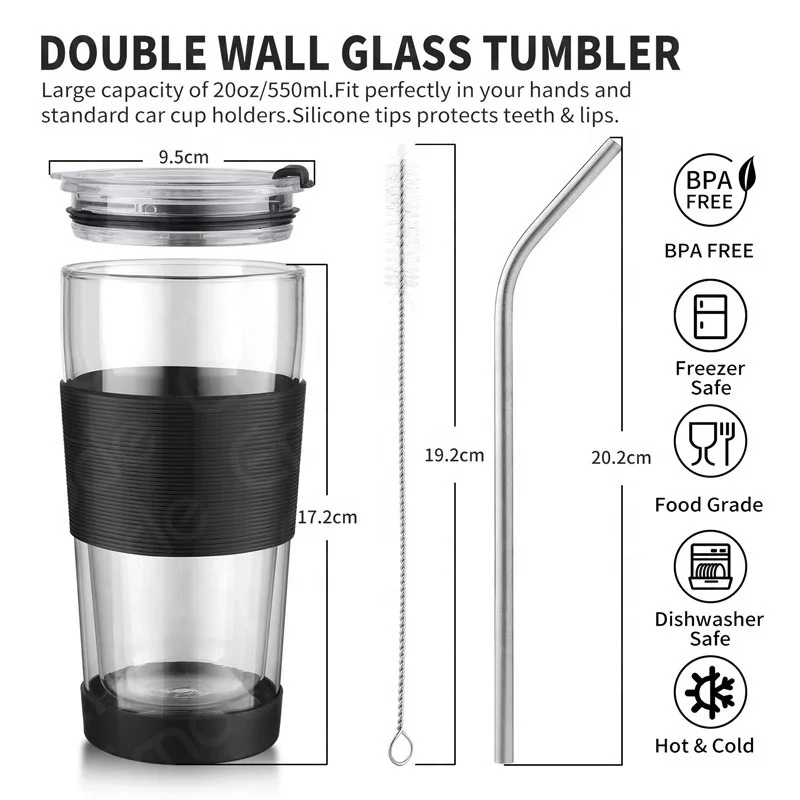 Стеклянный стакан с силиконовым рукавом стеклянная чашка для кофе со льдом многоразовая горячей и холодной