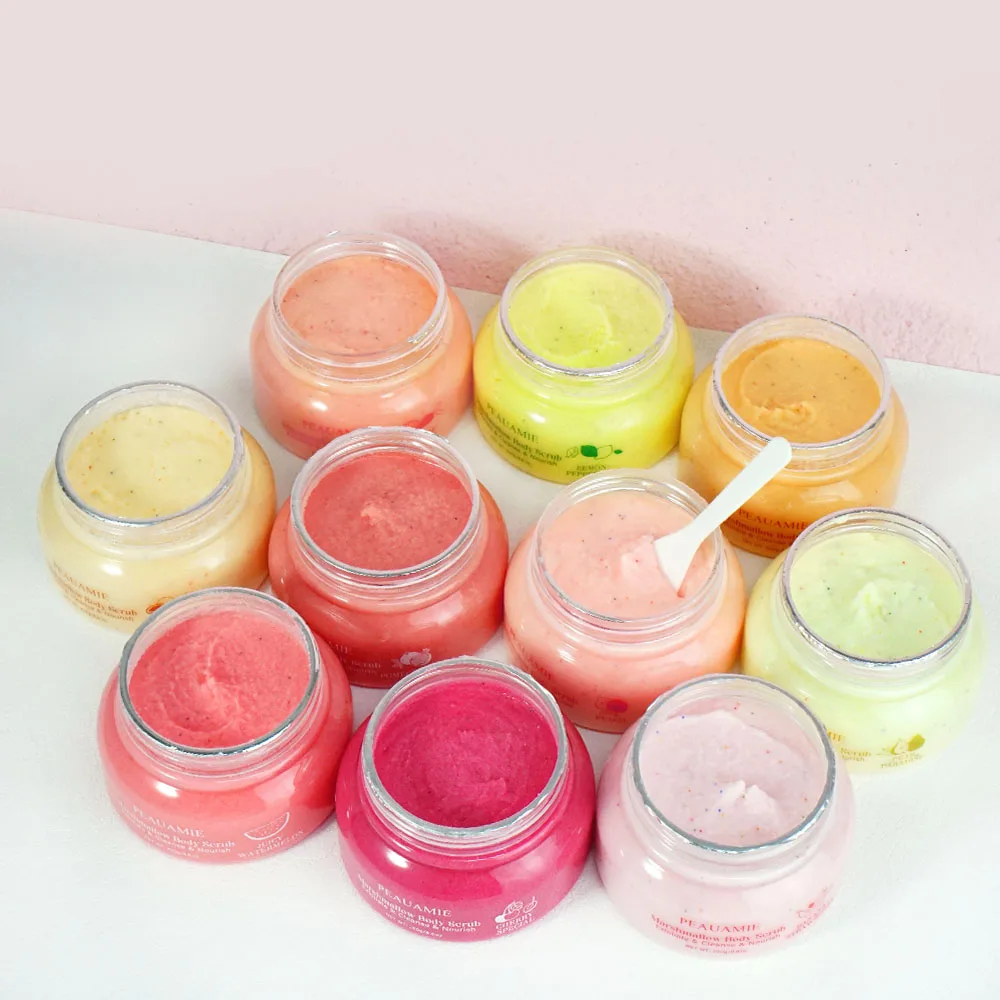 Оптовая продажа частная торговая марка органический персик арбуз зефир фруктовый скраб отшелушивающий взбитый хлопок конфеты для