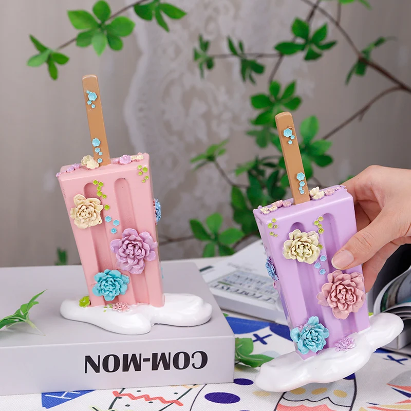 Redeco Hot Sale Creative Desktop Decorations 3D Ice Cream Sculpture Resin Ice Cream Figurines Crafts For Gifts Home Decoration