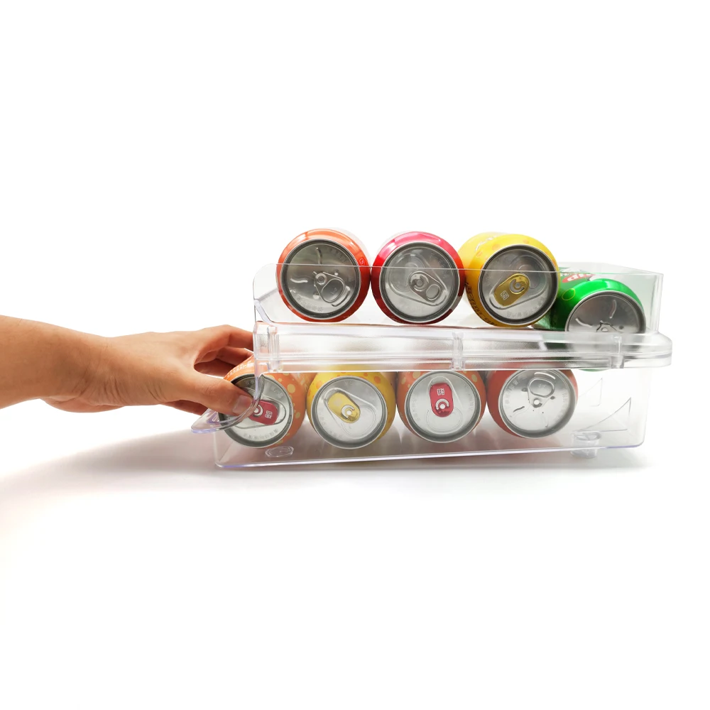 Kitchen Refrigerator Drink Beer Cola Can Rack Organizer Double Layer Stacking can fridge organization