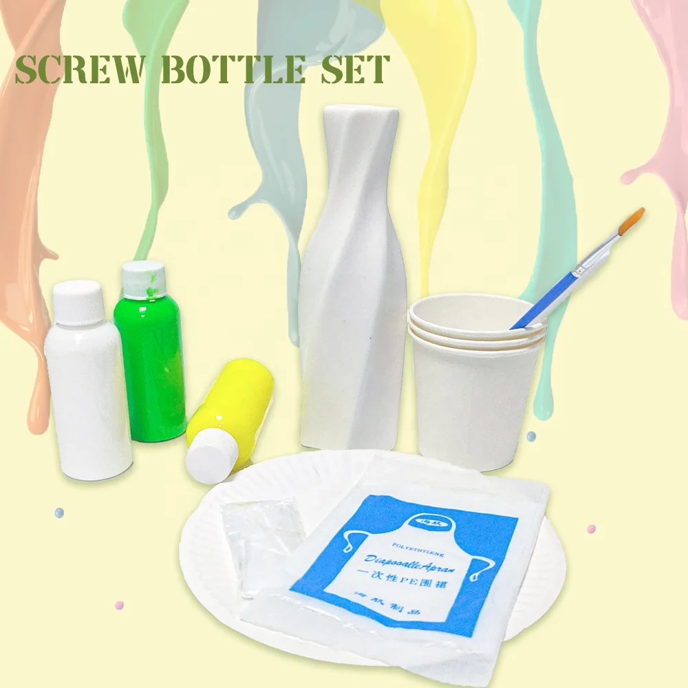 DIY Vase Painting Fluid Painting Kit Pouring Acrylic Paint Fluid Art with Vase