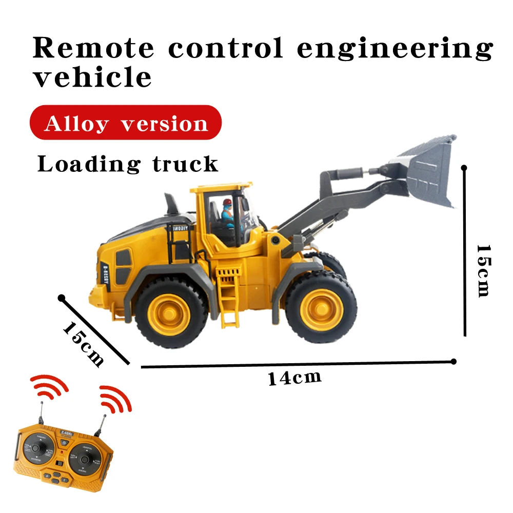 Alloy loader RC car toy bulldozer remote control alloy 2.4G1:20 9-channel electric multifunctional RC engineering vehicle