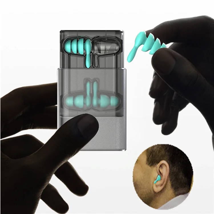 2 Pair Reusable Noise Cancelling Soft Silicone Ear plug Sound Insulation Hearing Protection Earplugs for Music Party