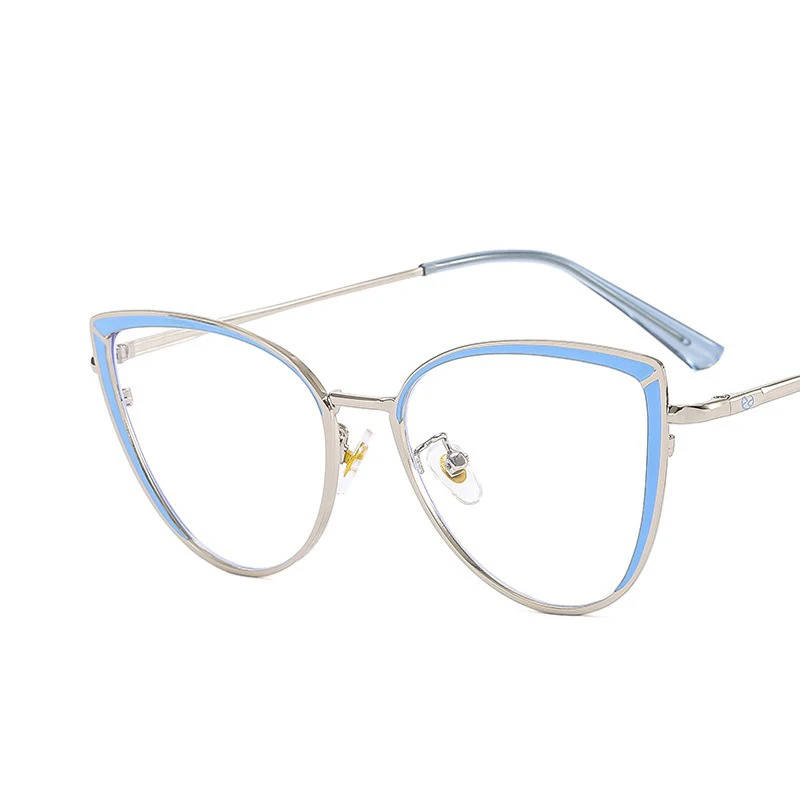 8217 Trendy cat eye Metal Frames photochromic Glasses Anti Blue Light Optical Frame women Eyeglasses