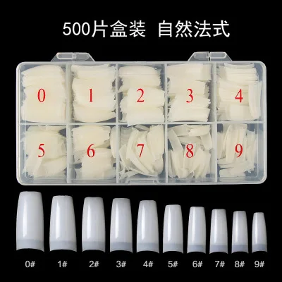 500 Pcs/Lot Nails Half Full French False Nail Clear Natural  False Point Nails French Acrylic UV Gel Art Tips Manicure Tip